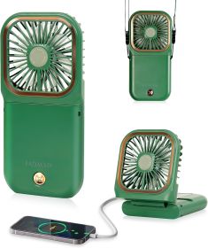 Portable Fan Rechargeable, Mini Handheld Fan,Electric Personal Fan 3000mAh Battery Operated Hand Held Fan with Lanyard (Color: Green)