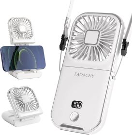 Portable Fan Rechargeable, Mini Handheld Fan,Electric Personal Fan 3000mAh Battery Operated Hand Held Fan with Lanyard (Color: White)