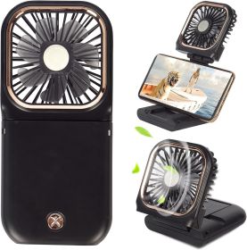 Portable Fan Rechargeable, Mini Handheld Fan,Electric Personal Fan 3000mAh Battery Operated Hand Held Fan with Lanyard (Color: black)